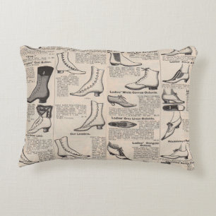 Antique Ladies Shoe Catalog Page Vintage Print Decorative Pillow