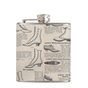 Antique Ladies Shoe Catalog Page Vintage Print Flask