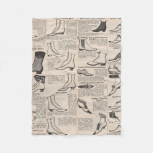 Antique Ladies Shoe Catalog Page Vintage Print Fleece Blanket
