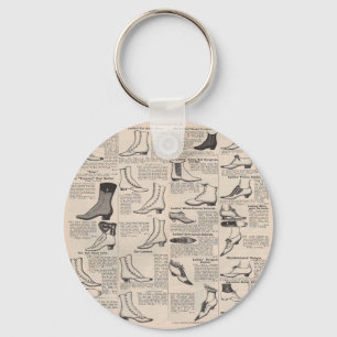 Antique Ladies Shoe Catalog Page Vintage Print Keychain