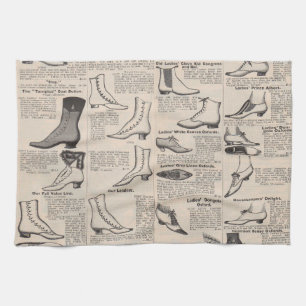 Antique Ladies Shoe Catalog Page Vintage Print Kitchen Towel