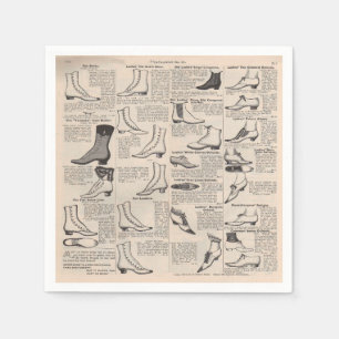 Antique Ladies Shoe Catalog Page Vintage Print Napkins
