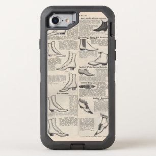 Antique Ladies Shoe Catalog Page Vintage Print OtterBox Defender iPhone SE/8/7 Case