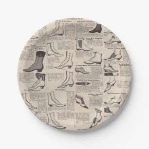 Antique Ladies Shoe Catalog Page Vintage Print Paper Plates