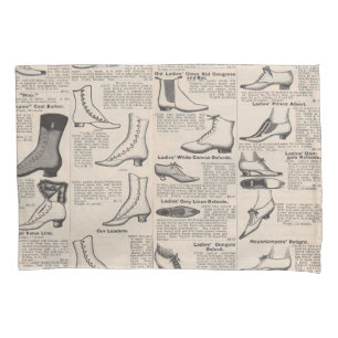 Antique Ladies Shoe Catalog Page Vintage Print Pillowcase