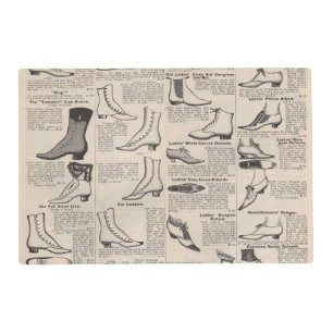 Antique Ladies Shoe Catalog Page Vintage Print Placemat