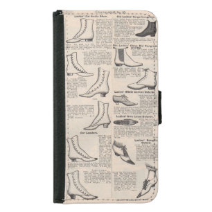 Antique Ladies Shoe Catalog Page Vintage Print Samsung Galaxy S5 Wallet Case