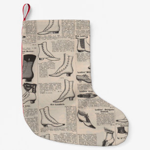 Antique Ladies Shoe Catalog Page Vintage Print Small Christmas Stocking