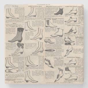 Antique Ladies Shoe Catalog Page Vintage Print Stone Coaster