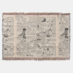 Antique Ladies Shoe Catalog Page Vintage Print Throw Blanket