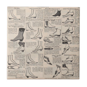 Antique Ladies Shoe Catalog Page Vintage Print Tile