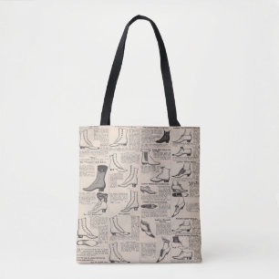 Antique Ladies Shoe Catalog Page Vintage Print Tote Bag