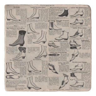 Antique Ladies Shoe Catalog Page Vintage Print Trivet