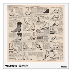 Antique Ladies Shoe Catalog Page Vintage Print Wall Decal