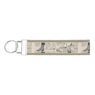 Antique Ladies Shoe Catalog Page Vintage Print Wrist Keychain