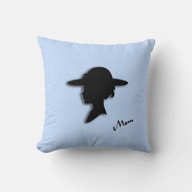 Antique Lady Blue for Mom Throw Pillow (Front)