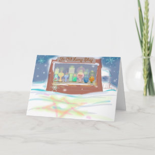Antique Lamps and Snowflakes Hanukkah Card