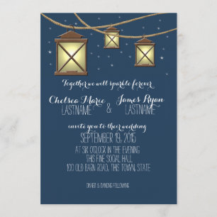 Antique Lanterns and Stars Wedding Invitation