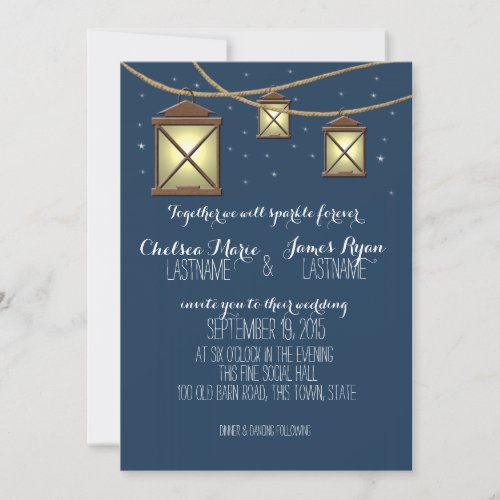 Antique Lanterns and Stars Wedding Invitation