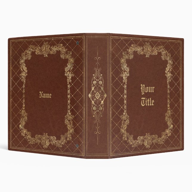 Antique Leather Book Aesthetic  3 Ring Binder (Background)