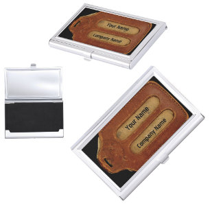 Antique Leather ID Tag Stylish Customizable Business Card Case