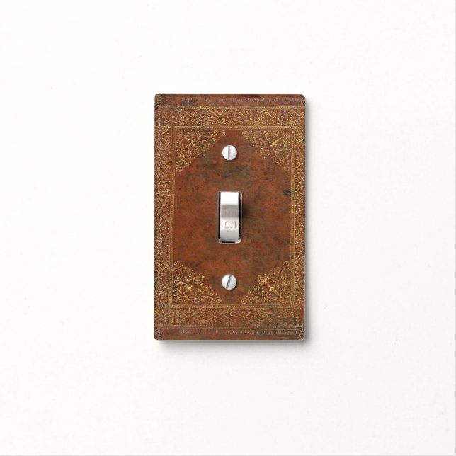 Antique Leather Light Switch Cover (In Situ)