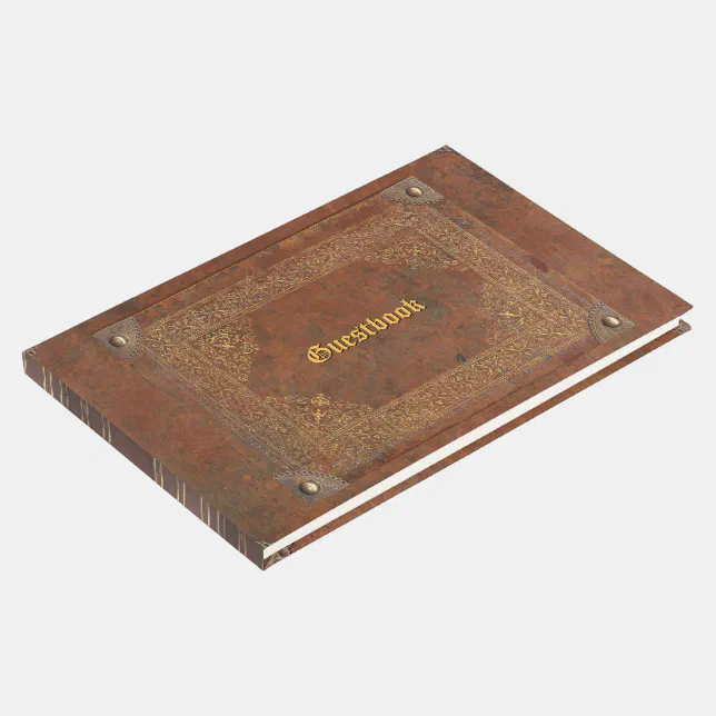 Antique Leather Look Guest Book | Zazzle