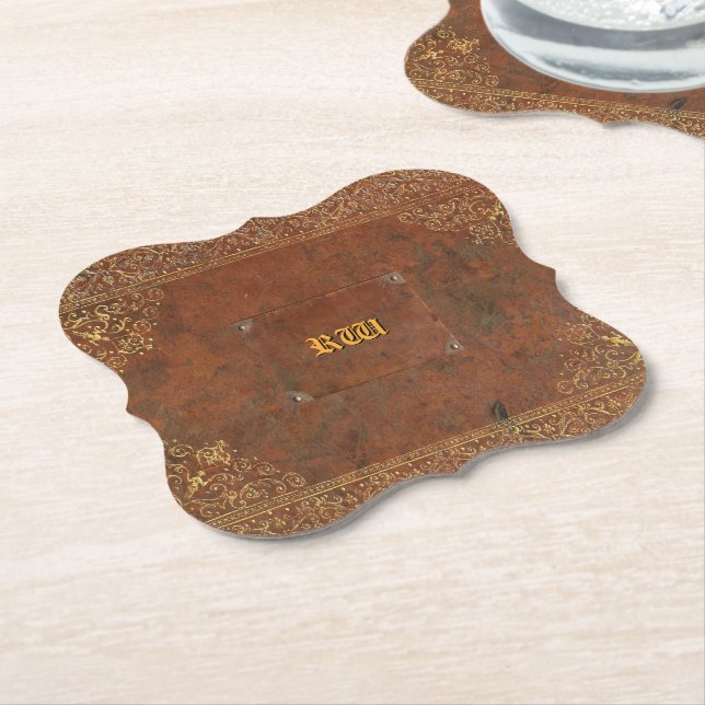 Antique Leather Look Paper Coaster (Angled)