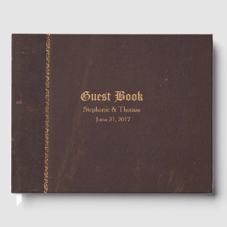 Antique Leather Look Wedding Guest Book
