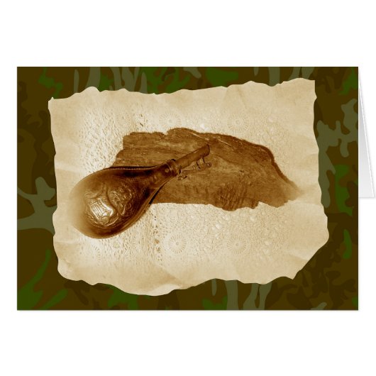 Antique Leather Powder Flask (Front Horizontal)