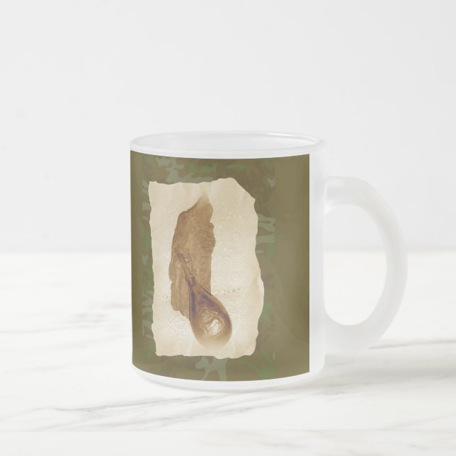 Antique Leather Powder Flask Frosted Glass Coffee Mug (Right)