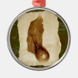 Antique Leather Powder Flask Metal Ornament