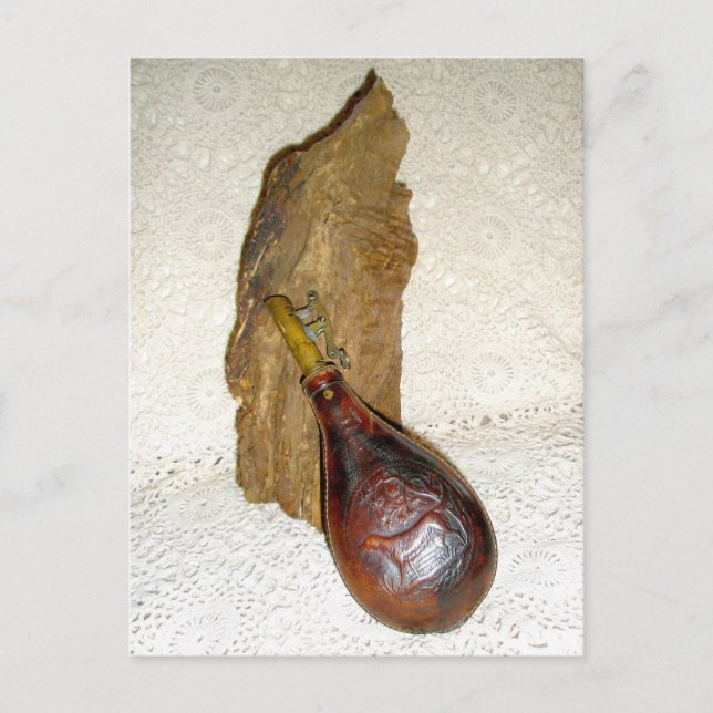 Antique Leather Powder Flask Postcard (Front)