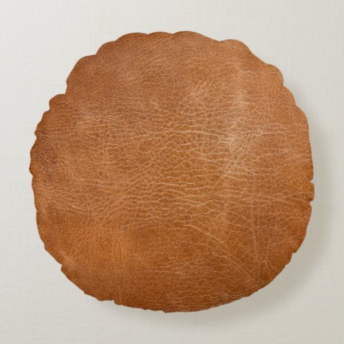 Antique Leather Texture TANheadwordtexturebackg Round Pillow