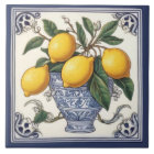 Antique Lemon Art Vintage Blue & Yellow Lemons