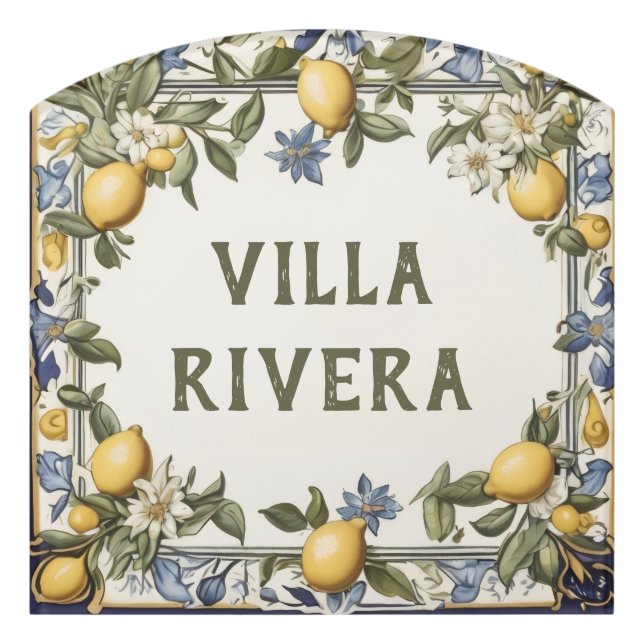 Antique Lemon Custom House Name Plate Plaque Door Sign (Contour Front)