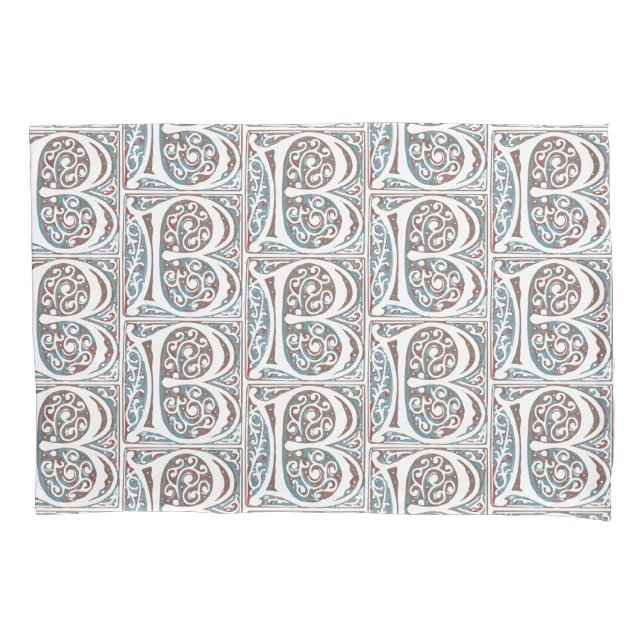Antique Letter B  Monogram Medieval Manuscript Pillow Case (Front)