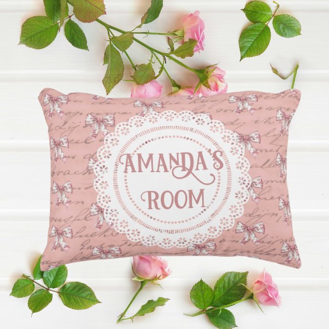 Antique Lettering Lace Doilies Personalized Accent Pillow (Creator Uploaded)