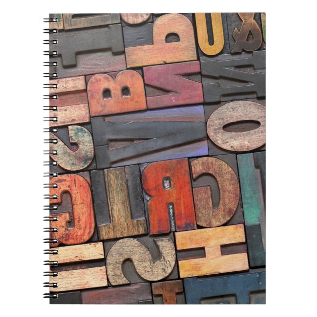 antique letterpress ing blocks with color ink pati notebook (Front)