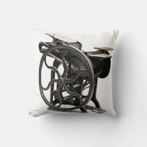 antique letterpress machine from 1888 throw pillow