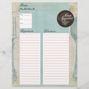 Antique Letters Recipe Inserts