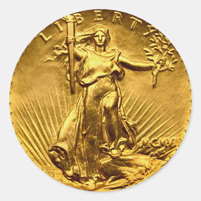 Antique Liberty Dollar Coin Classic Round Sticker (Front)