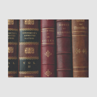 Antique Library Dark Leather Book Spines Decoupage Tissue Paper