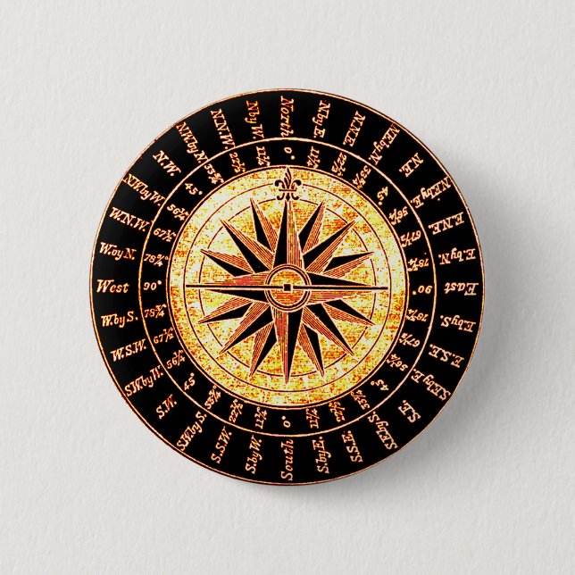 Antique Light Altered Golden Compass Pinback Button (Front)