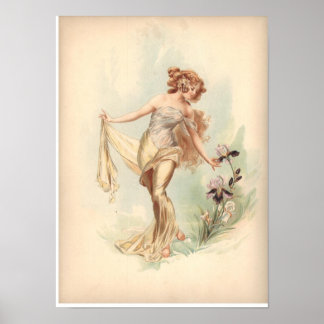 Antique Lithograph Print Iris Nymph