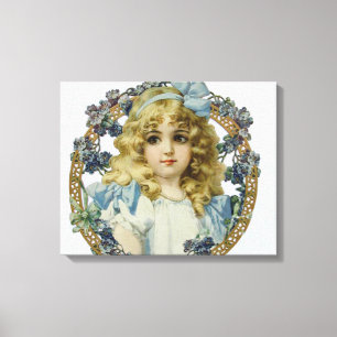 Antique Little Girl Child Portrait Beautiful Canvas Print