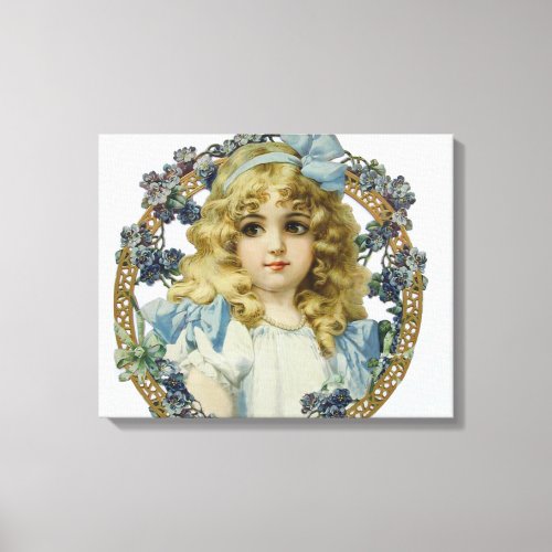 Antique Little Girl Child Portrait Beautiful Canvas Print