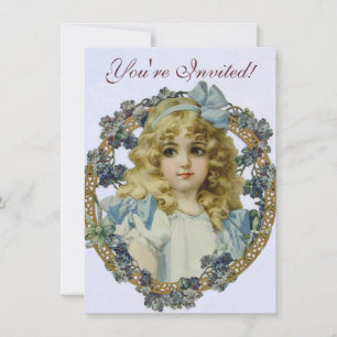 Antique Little Girl Child Portrait Beautiful Invitation
