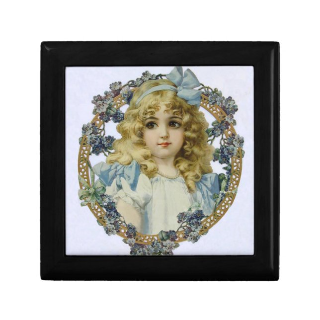 Antique Little Girl Child Portrait Beautiful Jewelry Box (Front)