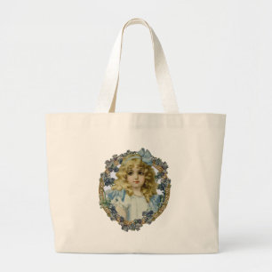 Antique Little Girl Child Portrait Beautiful Large Tote Bag